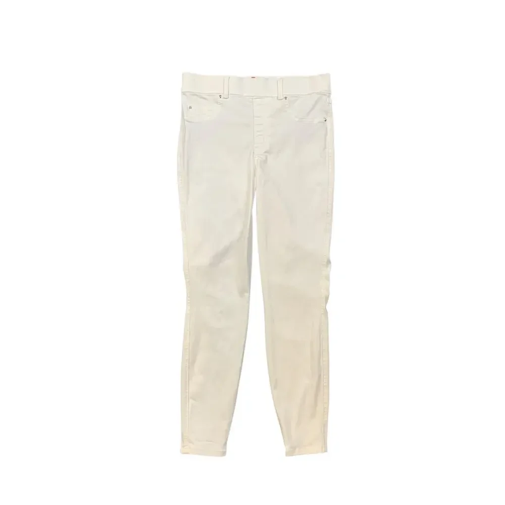 Spanx Jeans Womens M Medium White Denim Stretch Ankle Skinny High Rise Pull On